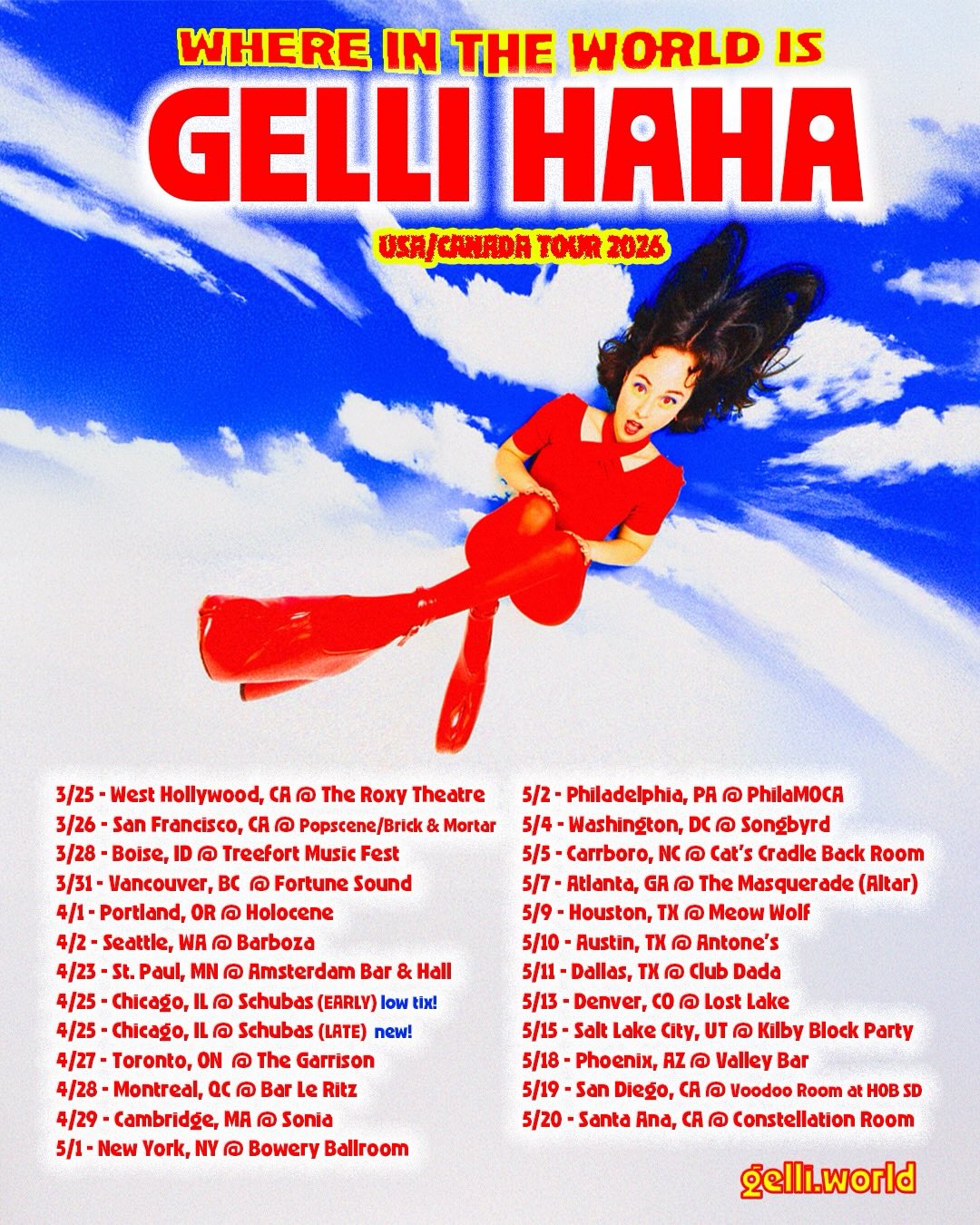 Gelli Haha Where In The World Is Gelli Haha Tour Poster 2026